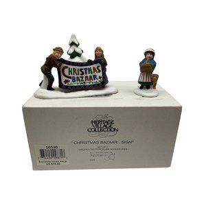 Dept 56 New England Village Series Christmas Bazaar ...Sign, Set of 2 Boxed